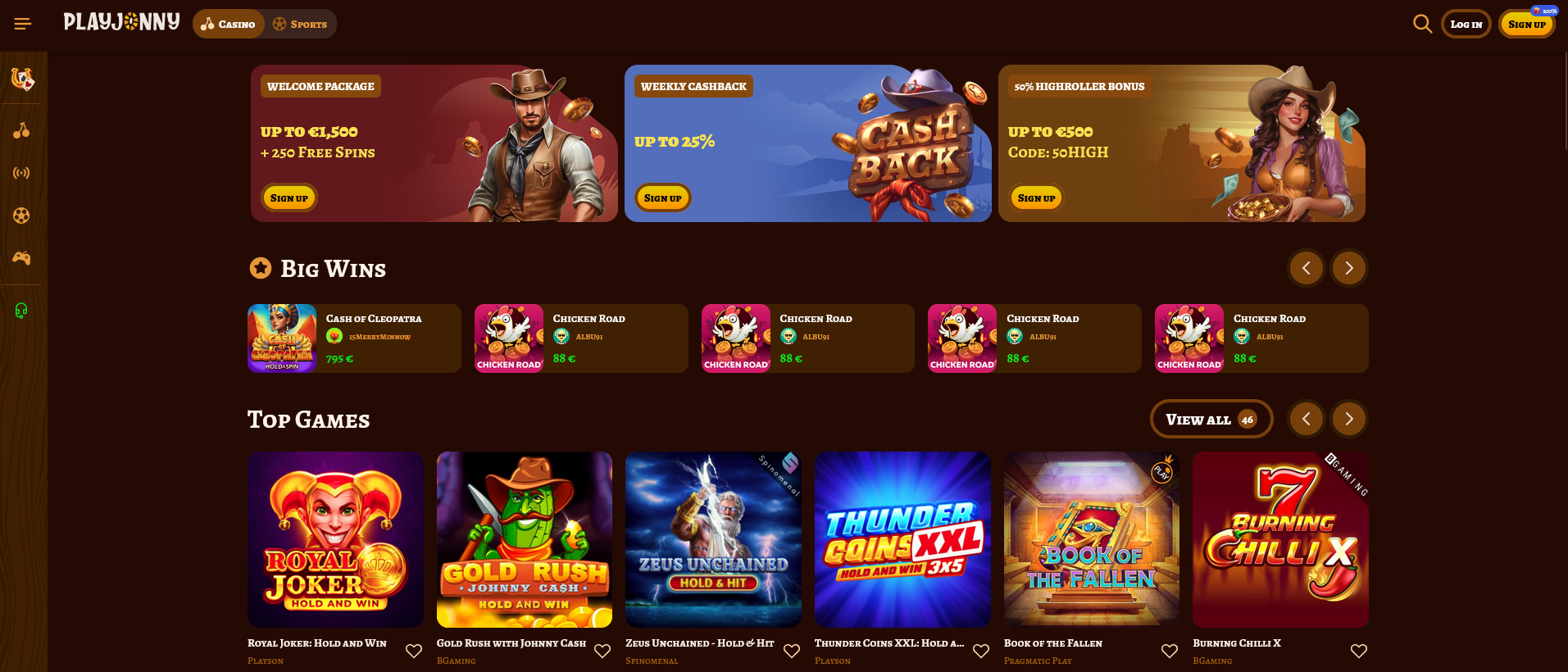 Playjonny Freespins no deposit