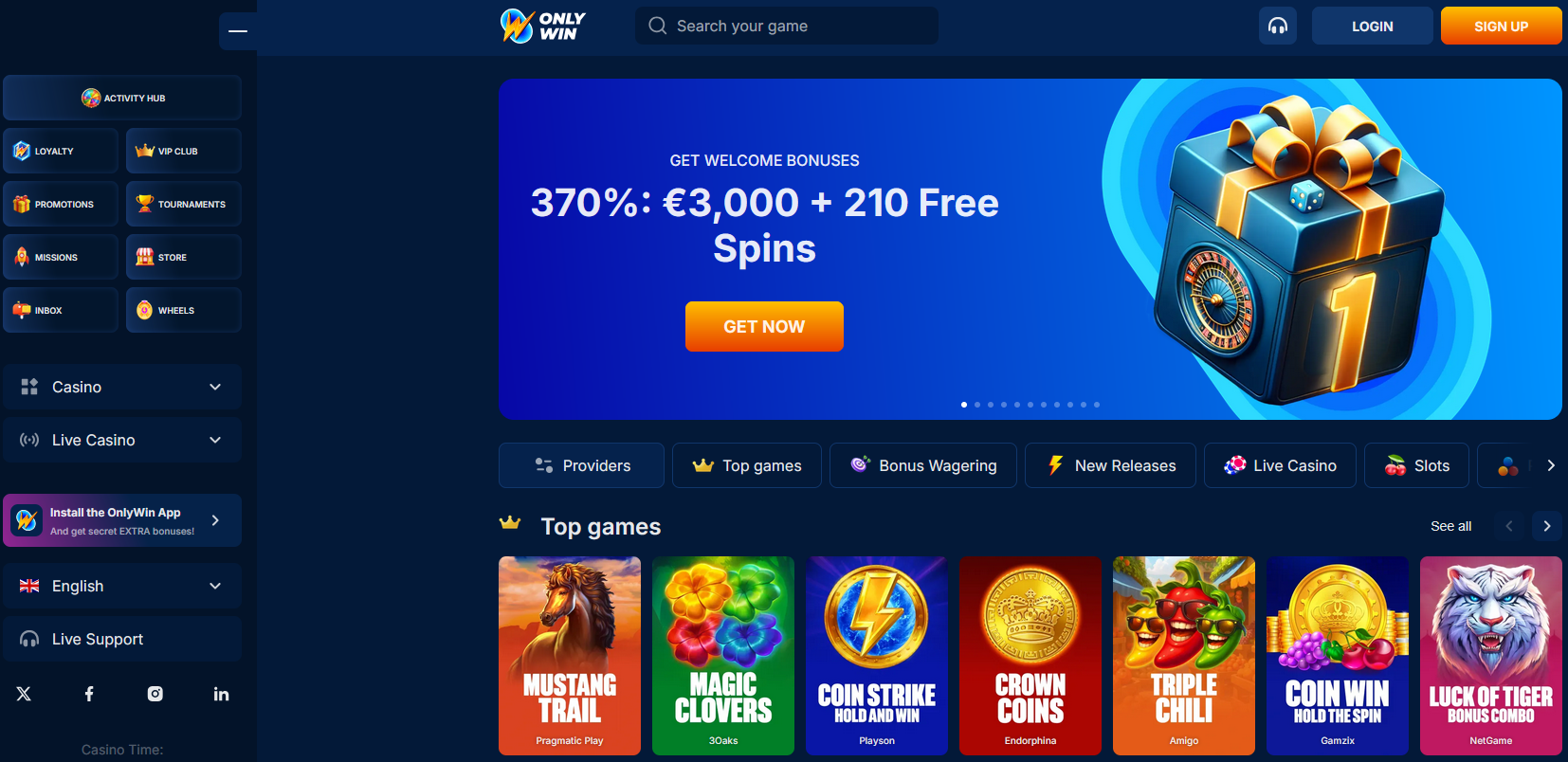 Onlywin Freespins no deposit