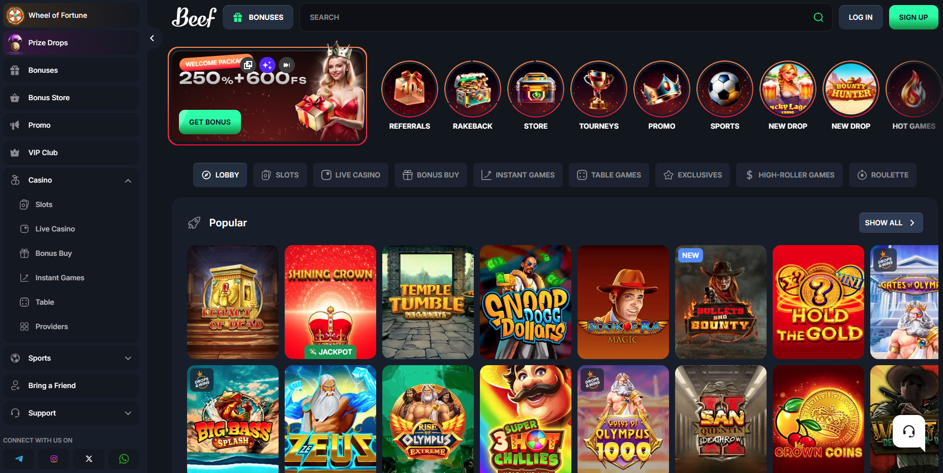 Beef Freespins no deposit