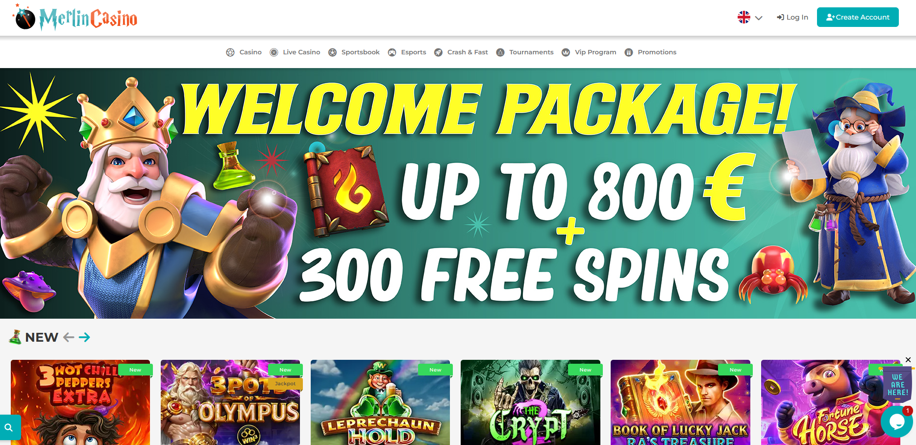 Merlincasino Freespins no deposit